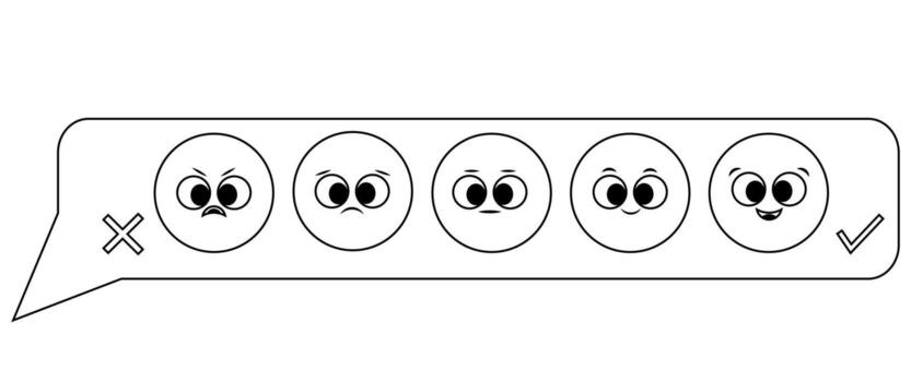 Feedback in a Message with a Rating in the form of faces linear vector