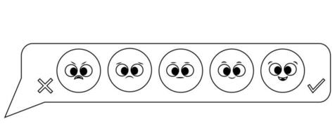 Feedback in a Message with a Rating in the form of faces linear vector