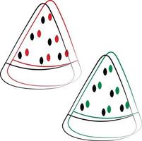 Single element Watermelom slice. Draw illustration in green and red vector
