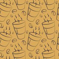 Seamless vector pattern with outline paper Coffee Cup