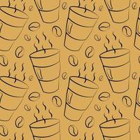 Seamless vector pattern with outline paper Coffee Cup