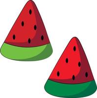 Single element Watermelom slice. Draw illustration in color vector