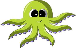 Cute cartoon Octopus. Draw illustration in color vector