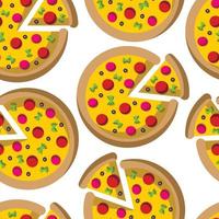 Seamless vector pattern with cartoon color pizza