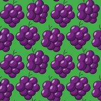 Seamless vector pattern with cartoon purple grape