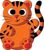 Cute cartoon happy Tiger. Draw illustration in color vector