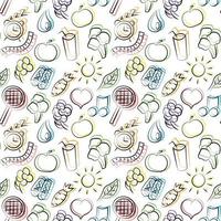 Seamless vector pattern with outline healthy lifestyle
