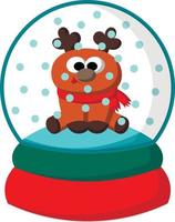 Christmas snowball with Reindeer. Draw illustration in color vector