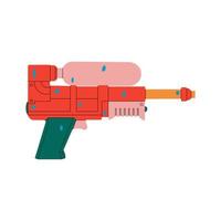 Water Guns and water drops. Children plastic handguns and rayguns for summer games. Weapons, pistols, blasters, laser guns. Hand drawn flat illustrations. Songkran festival in Thailand vector