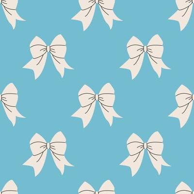 Festive gift bows and ribbons in cartoon style. Simple decorative bow for hair. White bow for presents wrapping elements. Gift birthday xmas sale decor. Hand drawn flat pattern.