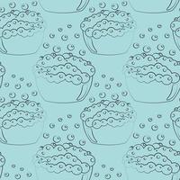 Seamless vector pattern with outline basin with bubble