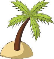 isla de un solo elemento con palmera. dibujar una ilustración en color vector