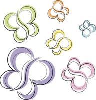 Mini set outline butterfly in color pastel vector