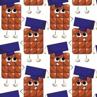 Seamless vector pattern with cute cartoon study chocolate