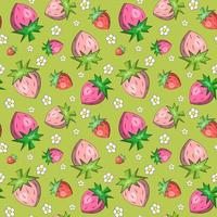 Seamless vector pattern with strawberry and floral