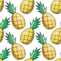 Seamless vector pattern with cartoon yellow pineapple