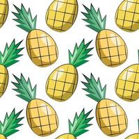 Seamless vector pattern with cartoon yellow pineapple