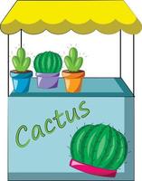 Stall counter with cactus. Draw illustration in color vector