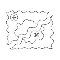 Pirate treasure map. Draw illustration in black and white vector