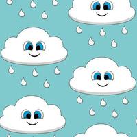 Seamless pattern with cute cartoon Cloud with Rain