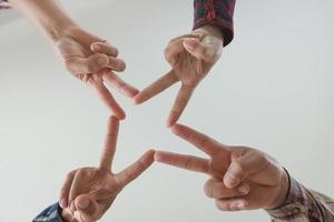 Group of Diverse Hands Together Joining,Team Work Concept photo