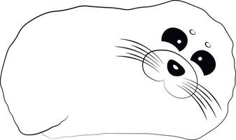 Cute cartoon Seal. Draw illustration in black and white vector