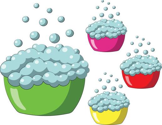 Single element Basin with bubble. Draw illustration in color