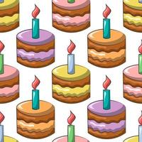 Seamless vector pattern with color cake with candle