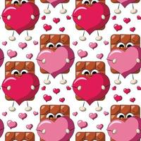 Seamless vector pattern with cute cartoon Chocolate with Heart