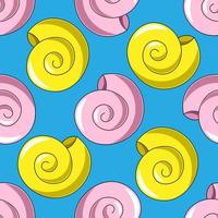 Seamless vector pattern with pink and yellow seashells