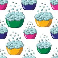 Seamless vector pattern with cartoon basin with bubble