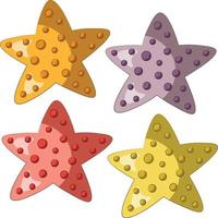 Mini set cartoon Starfish. Draw illustration in color vector