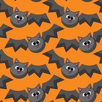 Seamless vector pattern with cute cartoon bat