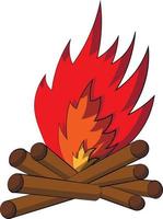 Single element Bonfire. Draw illustration in color vector