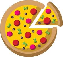 Single element food Pizza. Draw illustration in color vector