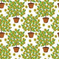 Seamless vector pattern with money tree and coin