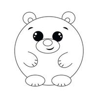 Cute cartoon round Bear. Draw illustration in black and white vector
