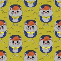 Seamless pattern with cute cartoon Cat tourist vector
