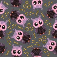 Seamless pattern with cute cartoon owl. vector