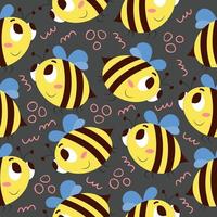 Seamless pattern with cute cartoon bee. vector