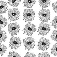 Seamless scandinavian pattern with cute doodle outline flowers. vector