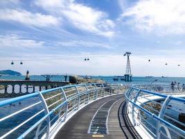 Busan city, South Korea, 2022 - View to cable car Busan Air Cruise from the bridge photo