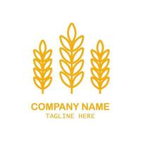 Wheat ears icon vector farm logo template. Line whole grain symbol illustration for organic eco bakery business, agriculture, beer on white