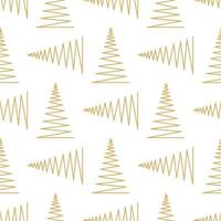 Seamless pattern with gold geometric Christmas trees Vector illustration on white. Winter holidays collection. Merry Christmas and Happy New year abstract background wallpaper
