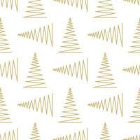 Seamless pattern with gold geometric Christmas trees Vector illustration on white. Winter holidays collection. Merry Christmas and Happy New year abstract background wallpaper