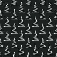 Seamless pattern with silver and black geometric Christmas trees vector illustration. Winter holidays, Merry Christmas and Happy New year abstract textured background design. Modern wallpaper.