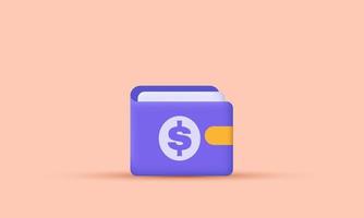 unique 3d render wallet design icon concept isolated on vector
