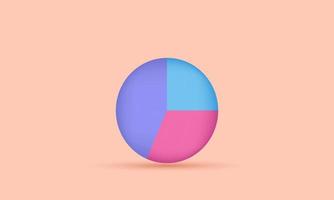 unique 3d cartoon look business pie chart icon isolated on vector