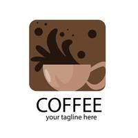 Chocolate doodle sketch of spouting cup logo and hot coffee saucer vector