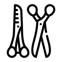 scissors for cut animal hair line icon vector illustration